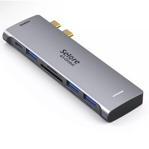 Selcore USB-C NWT Multifunctional Hub For Apple MacBook Gray Silver OS